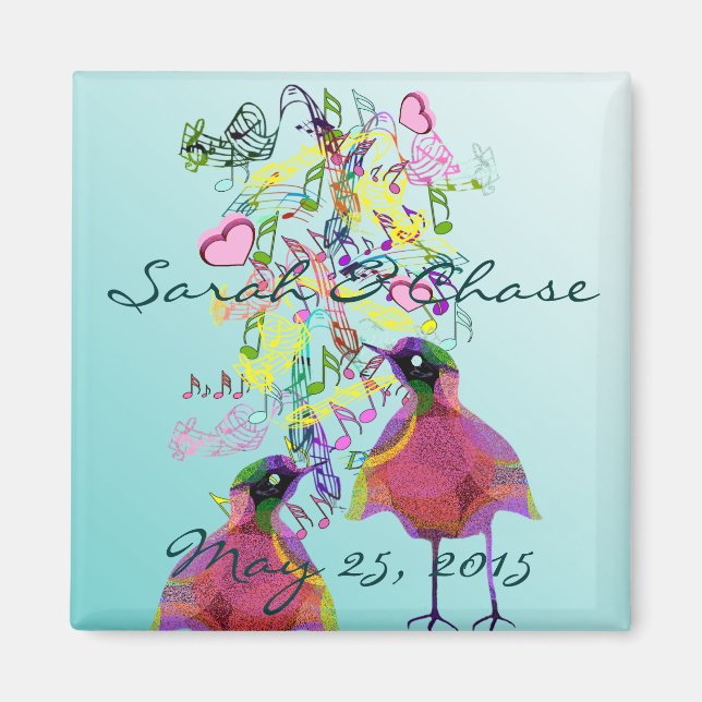 Imanes para boda de pájaros del amor (Frente)