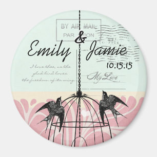 Imanes para Boda en Jaula de Pájaro Fondo de Tarje