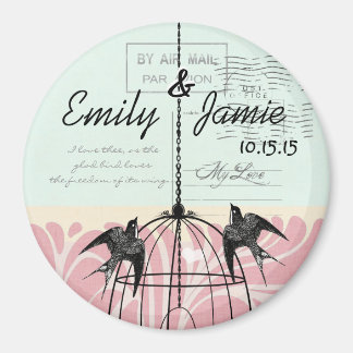 Imanes para Boda en Jaula de Pájaro Fondo de Tarje
