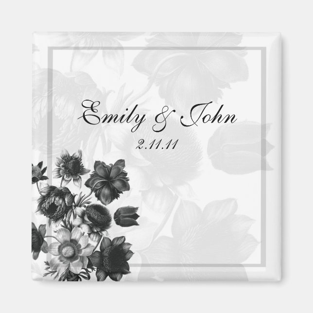 Imanes para Recuerdos de Boda de Flor Elegante (Frente)