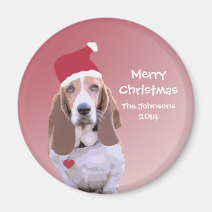 Imanes personalizados de Basset Hound Santa
