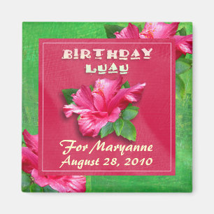 Imanes rosados de Luau del cumpleaños del hibisco