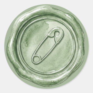 Imitación de sello de cera en pin de pañal verde s