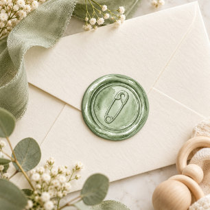 Imitación de sello de cera en pin de pañal verde s