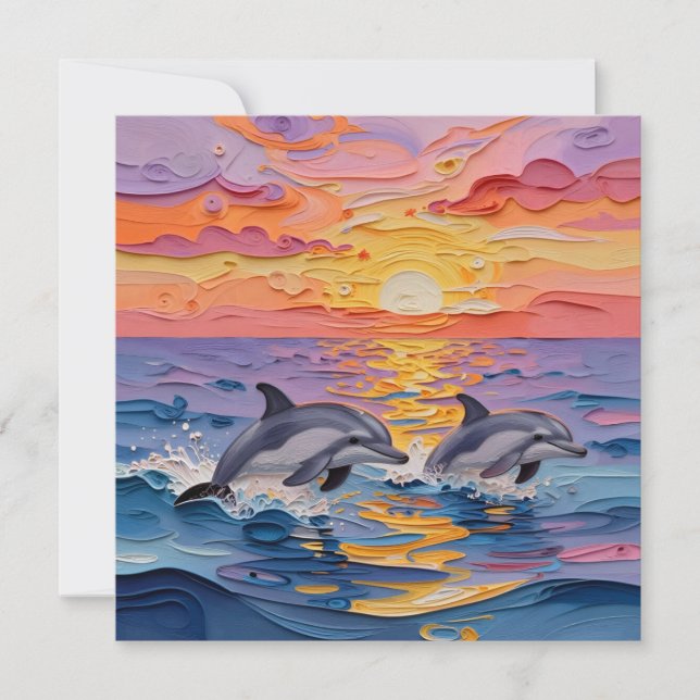 Impasto Dolphins and Ocean Waves   (Anverso)