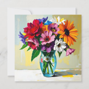 Impasto Estilo Vase de Flores Coloridas