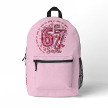 6 7 Seis Siete Meme Tendencia Chicas Mochila Rosa
