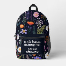 Al humano detrás de mí mochila Personalizado - Blo