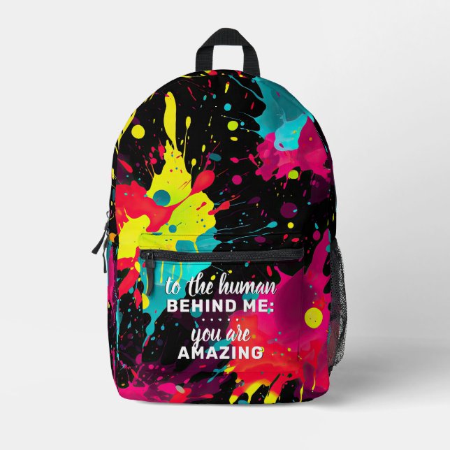 Impresa Al humano detrás de mí mochila Personalizado - Pin (Anverso)