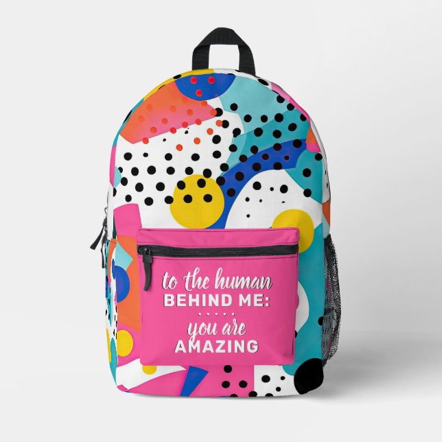 Impresa Al humano detrás de mí mochila Personalizado - Pop (Anverso)