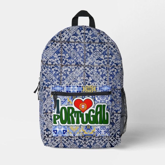 Impresa Amo la mochila de baldosas azules de Portugal (Anverso)