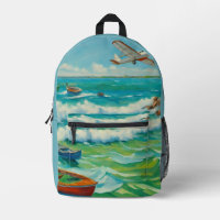 Boats Beach Sea Plane Todo sobre la mochila impres
