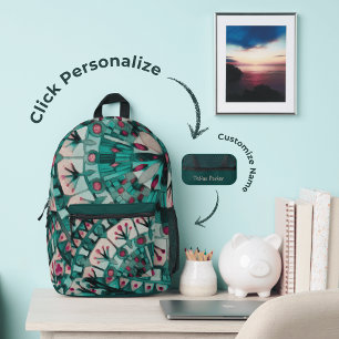 Impresa Boho Mosaic Tile Océano Verde azulado - Mochila im