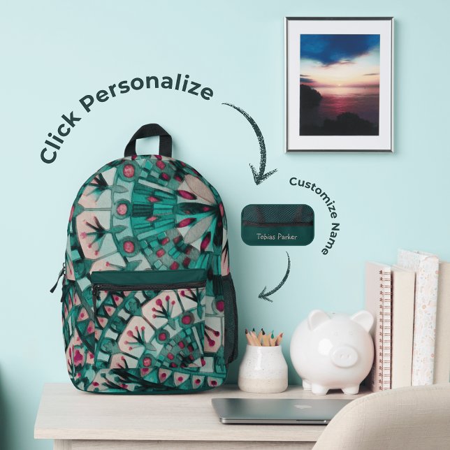 Impresa Boho Mosaic Tile Océano Verde azulado - Mochila im (Subido por el creador)