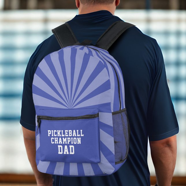 Impresa Campeón de pelota de patinaje con mochila azul (Pickleball Champion? Here's your backpack! Add your initials)