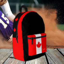 Impresa Canadá, mochila negra, bandera canadiense / patrió