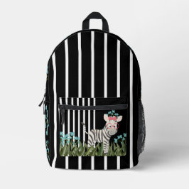 Impresa Cebra De Camuflaje Con Mochila De Flores Azules