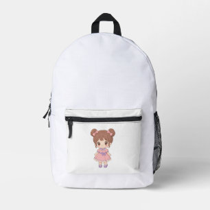 Impresa Chica Chibi Kawaii Mochila Vestido Rosa   An 3D Di