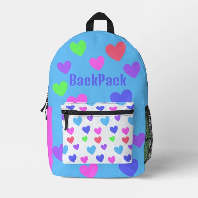 Impresa Corazones brillantes - Mochila portátil personaliz (Anverso)