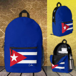 Impresa Cuba, mochila azul, bandera cubana / patriótico