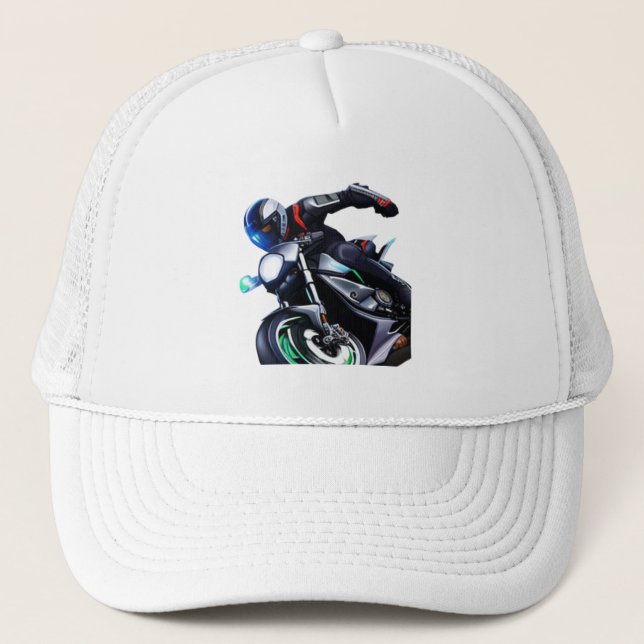 Impresa de moto Gorra blanco de béisbol animada (Anverso)