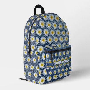 Impresa Denim falso con daisis Imprimir mochila de corte