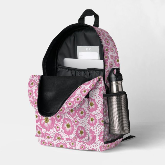 Impresa Diseño Rosa salvaje en mochila (Esquina trasera derecha (abierta))