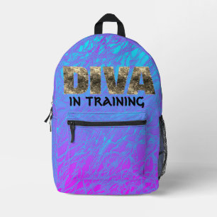 Impresa Diva en Entrenamiento Mochila dorada rosa azul NO 