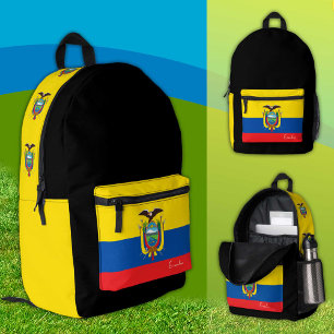 Impresa Ecuador, mochila negra, Bandera de Ecuador / patri