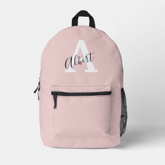Impresa Elegante mochila de viaje rosa con monograma perso