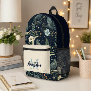 Impresa Elegante mochila escolar de flores y pájaros