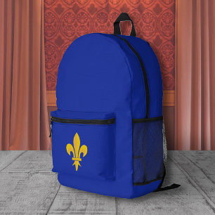 Impresa Fleur de Lis en la mochila azul real