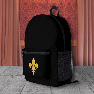 Impresa Fleur de Lis en la mochila negra