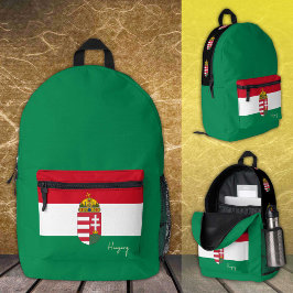 Impresa Hungría, mochila verde, bandera húngara/patriótico