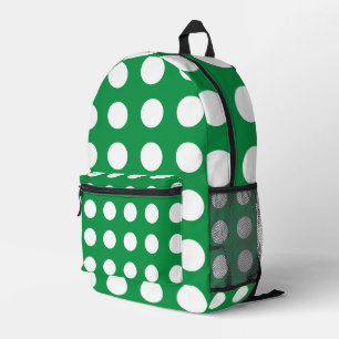 Impresa Lunares verdes y blancos, mochila escolar femenina