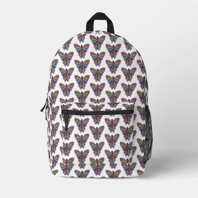 Impresa Mariposa Arcoíris (blanco) - Mochila (Anverso)