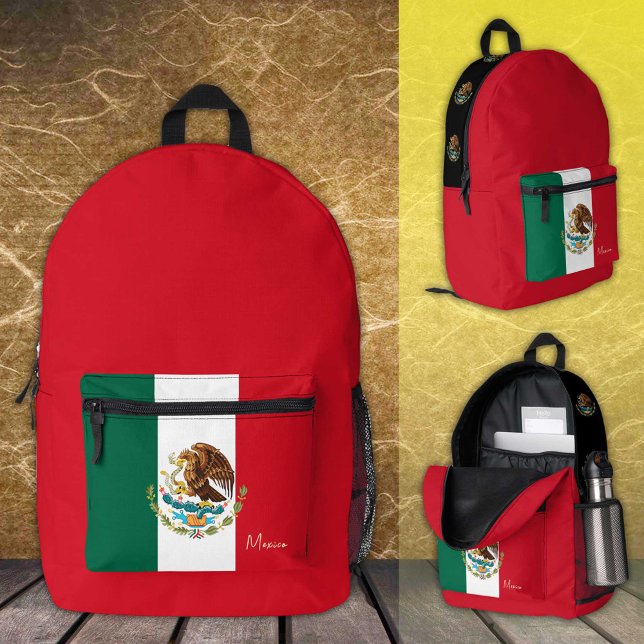 Impresa México, mochila roja, bandera mexicana/patriótico (Subido por el creador)