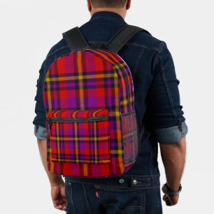 Impresa Mochila a cuadros escoceses de cuadros rojos, mora