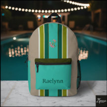 Mochila a rayas con monograma floral Turquesa Nomb
