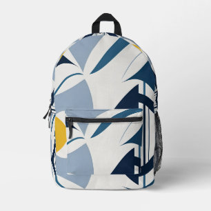 Impresa Mochila abstracta azul negra y amarilla