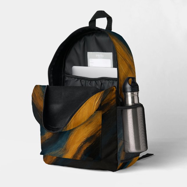 Impresa Mochila Abstracta de Ámbar Ahumado (Esquina trasera derecha (abierta))