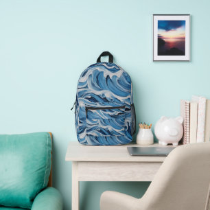 Impresa Mochila abstracta de olas oceánicas