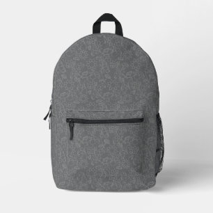Impresa Mochila abstracta floral gris con estilo 