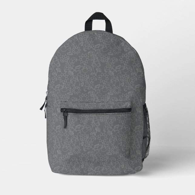 Impresa Mochila abstracta floral gris con estilo  (Anverso)