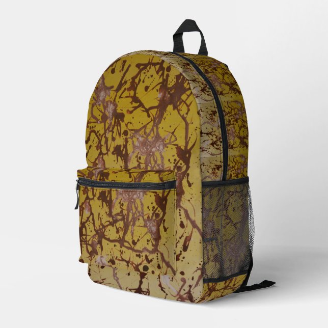 Impresa Mochila abstracta marrón amarillento (Esquina derecha trasera )