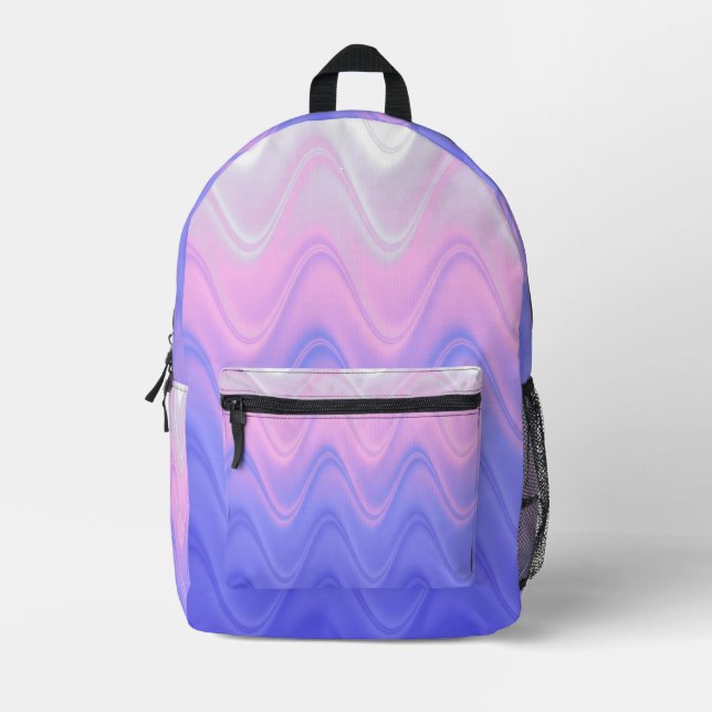 Impresa Mochila abstracta rosa de color rosa ondulado (Anverso)