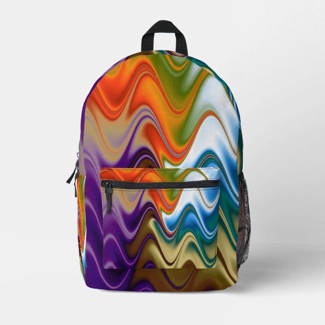 Impresa Mochila abstracta Wavy Multicolor (Anverso)