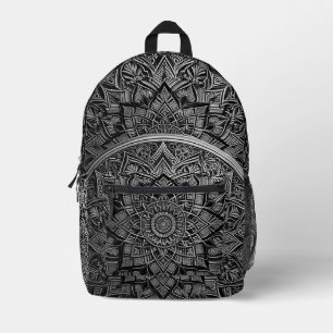 Impresa Mochila artística mandala plateada