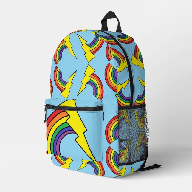 Impresa Mochila Azul Con Arcoíris y Rayos (Esquina derecha trasera )