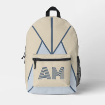 Mochila Azul con Monograma de Lino Costero Neutral